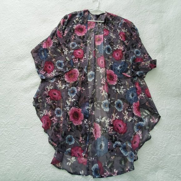 torrid Other - Torrid Floral Metallic Stripe Shirttail Kimono